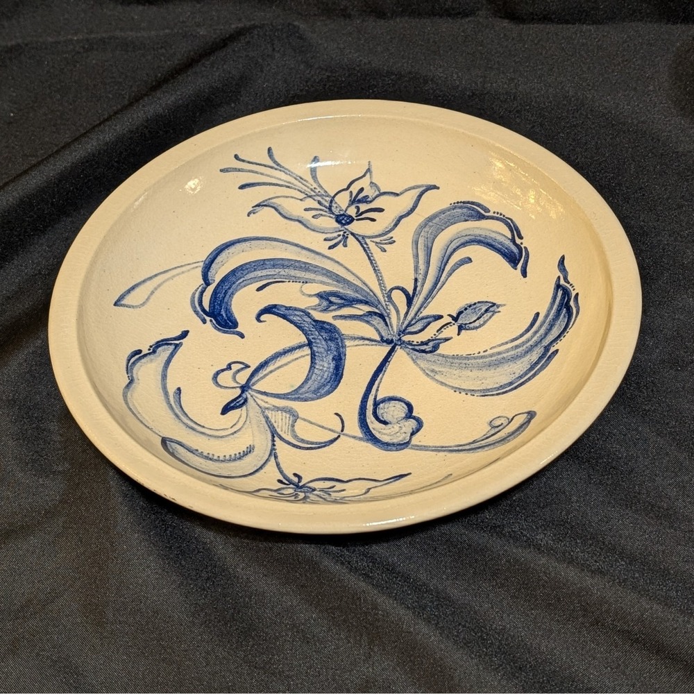 Vintage Hand Thrown Art Pottery Shallow Bowl Dish‎ Handmade Signed Keys Fruit